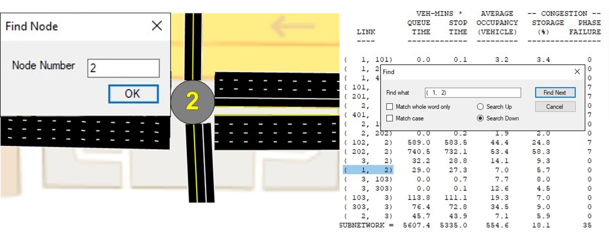 TSIS-CORSIM Find Tool