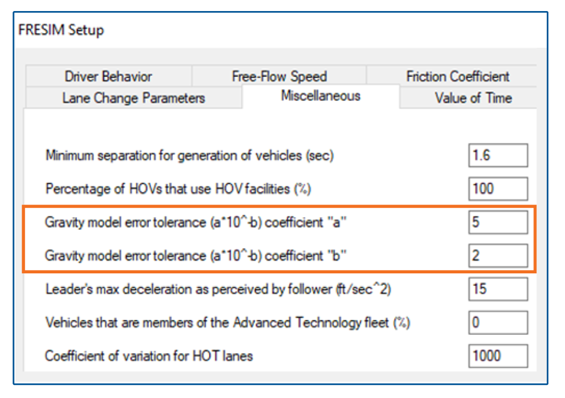 Gravity Model Parameters