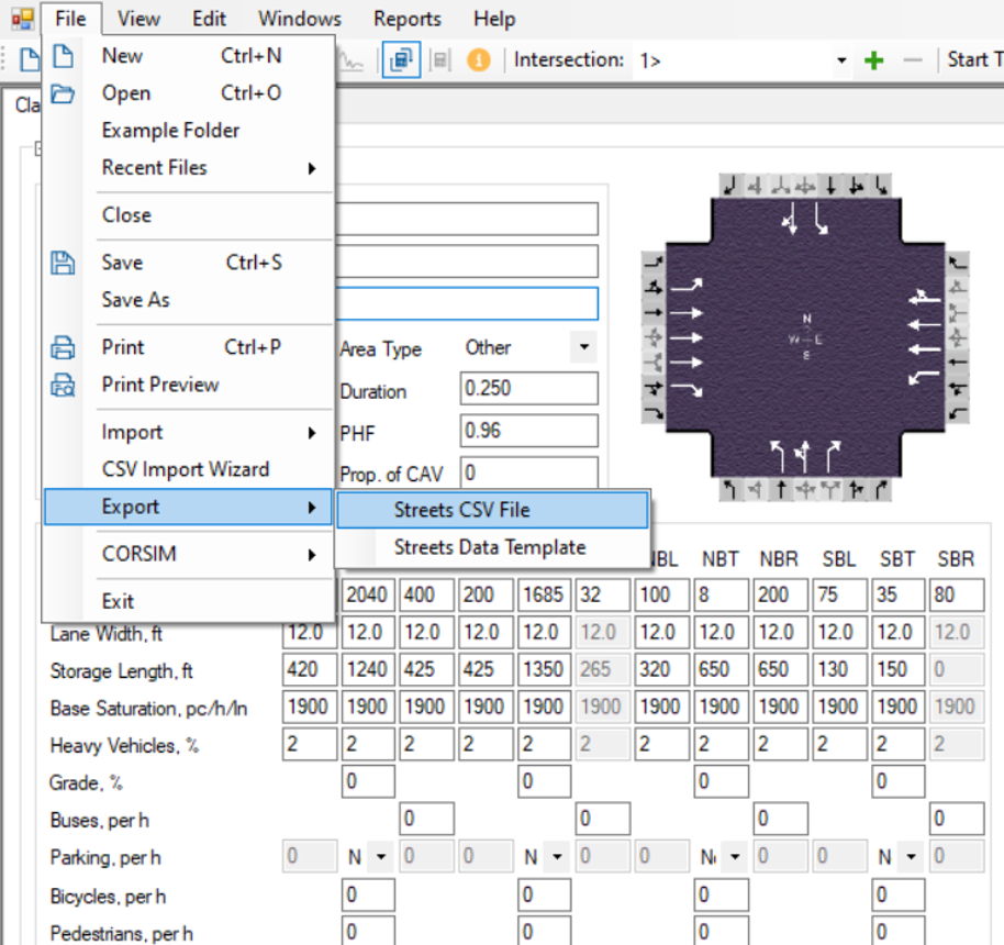 Streets CSV File Export