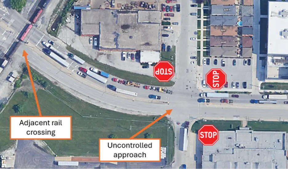 4-leg intersection with three stop-controlled approaches