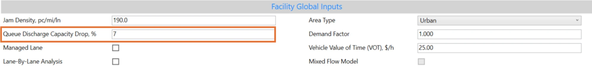 Defining the Queue Discharge Capacity Drop value in HCS